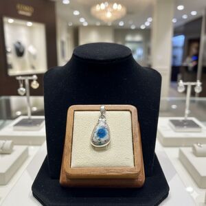 Rare K2 Azurite Necklace Genuine "Blueberry" Jasper Pendant Sterling Silver